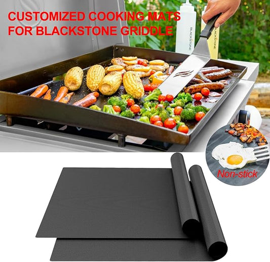 UBeesize 2 Pack Nonstick Grilling Mats for 22 Inch Blackstone Griddle, Resuable Cooking Mats for Grilling, BPA and PFOA Free Heavy Duty BBQ Grill Mats, Griddle Accessories Kit -22 x 16 Inch