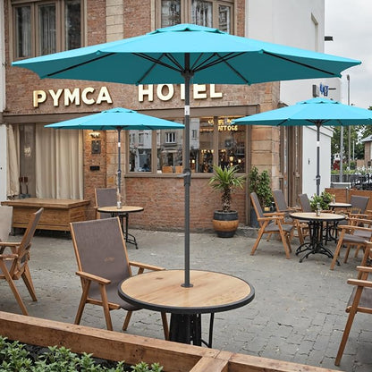 Sannwsg Patio Umbrellas, Pool Umbrella with 8 Sturdy Ribs, Outdoor Umbrella with Push Button Tilt/Crank, Deck Umbrellas, Market Umbrela Table for Backyard, Deck, Garden, Pool