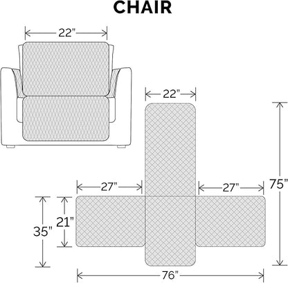 Furhaven Water-Resistant & Reversible Chair Cover Protector for Dogs, Cats, & Children - Two-Tone Pinsonic Quilted Living Room Furniture Cover - Gray/Mist, Chair