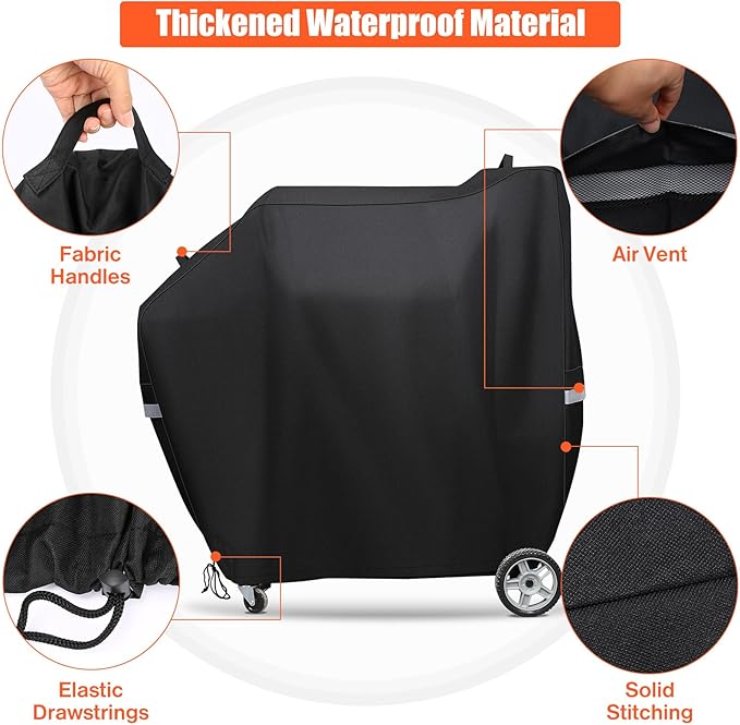 QuliMetal Smoker Cover for Masterbuilt Gravity Series 560, 800, 600, 900, Digital Charcoal Grill Cover, Compatible with MB20080220 & MB20040221, 600D Waterproof Material, Black