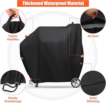 QuliMetal Smoker Cover for Masterbuilt Gravity Series 560, 800, 600, 900, Digital Charcoal Grill Cover, Compatible with MB20080220 & MB20040221, 600D Waterproof Material, Black