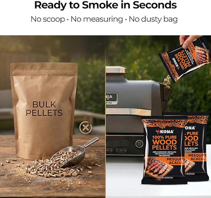 Kona Smoke Pods Mesquite Acacia Pellets Intended for Ninja Woodfire Grill, 24 Stay-Fresh - Sealed Single-Use Pouches for No-Mess Smoking Sessions