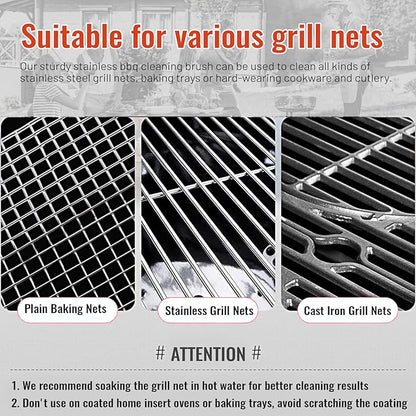VNIMTI Grill Brush 2 Packs, BBQ Brush Bristle Free & Wire Combined, Grill Cleaning Brush for Outdoor Grill, Ideal Grill Accessories Gifts for Party Vacation Holiday - Black