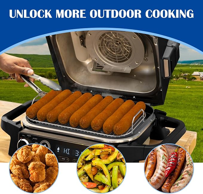 Griddle & Smoke Rack Kit for Ninja Woodfire XL OG951/850 Grill Accessories | XSKGRIDLXL Flat Top Griddle Plate & XSKRSTRKXL Roast Rack for Ninja Woodfire OG800/900/951/850 Pro Connect XL Grill PFOA-free