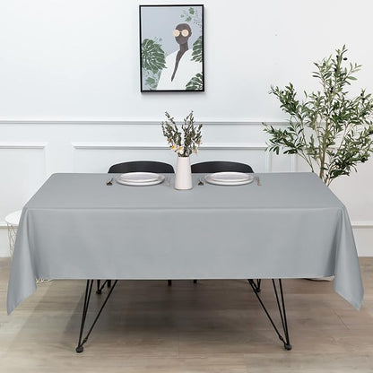 sancua Rectangle Tablecloth - 60 x 84 Inch - Stain and Wrinkle Resistant Washable Polyester Table Cloth, Decorative Fabric Table Cover for Dining Tables, Buffet Parties and Camping, Silver Grey