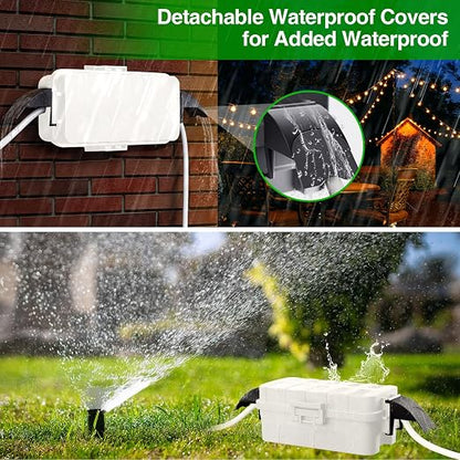 Flemoon IP55 Small Outdoor Electrical Box Waterproof, for Power Strip | Inner 5.9 x 3.2 x 1.8inch, Extension Cord Cover with Detachable Awning Covers for Plug, Outlet, Holiday Lights, White