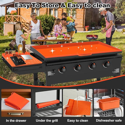 36"Silicone Griddle Cover & 16"Griddle Accessories for Blackstone with Grease Cup Liner, 3PCS Heavy Duty Food Grade Silicone Grill Mat,BBQ Grill Mat All-Season Protection form Grease & Dirt