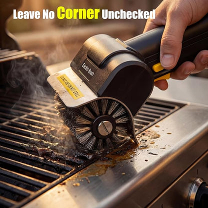 Electric BBQ Grill Brush, Cordless Grill Cleaner, Black | Anti-Lock Motor; 2000mAh Battery; Dishwasher Safe Head; Cleans Grill Grates and Hard-to-Reach Corners