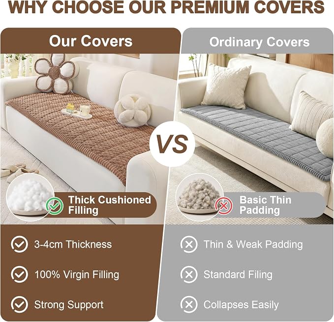 OstepDecor Couch Cover for Dogs, Washable Non Slip Sofa Cover for Pets | Soft Couch Covers for Sofa, Loveseat and Sectional, Furniture Protector Against Pet Hair & Dirt (27.6" x 70.9", Brown)