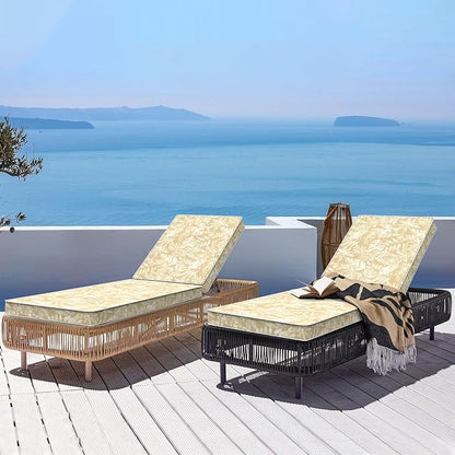 LVTXIII Outdoor Chaise Lounge Cushion 72x21x3 Inch, Water-Repellent Patio Seat Cushion with Ties & Hidden Zipper, Thick Foam Pad for Lawn Chair, Poolside, Patio Furniture, Tropical Leaf Oat