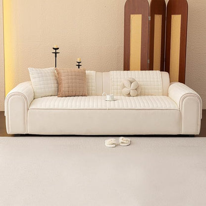 Velvet Couch Covers for Dogs, Dog Sectional Couch Covers, Pet Couchs Cover for Large Sectional, Couchs Protector for Dogs, Sectional Sofa Cover for Pet Washable(1PC,Beige White,27.6"×94.4")