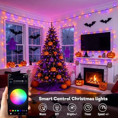 JMEXSUSS Color Changing String Lights, 66ft 200 LED RGB Halloween Lights | Plug in, APP & Remote Control, 16 Million DIY Colors, Waterproof, Smart Christmas Lights for Tree Party Indoor Outdoor Decor