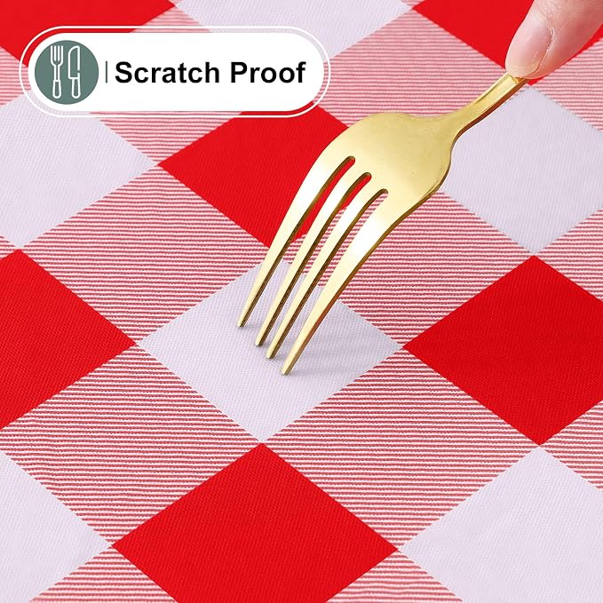Buffalo Rectangle Picnic Tablecloth, 6 Foot Elastic Fitted Vinyl Table Cloth with Flannel Backing, Waterproof Plaid Table Covers for Dining, Camping, Outdoor (Red and White, 30" x 72")