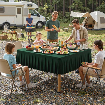 Hunter Green Spandex Square Tablecloths 48x48 Inch, 2 Pack Wrinkle Free Fitted Card Table Cloth Stretch Square Table Cover for Kitchen Dinner, Holiday Party, Wedding Banquet, Display Trade Show