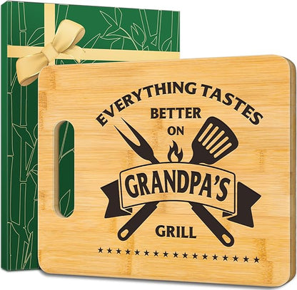 Gifts for Grandpa, Best Father's Day Gifts for Grandpa, Unique Bamboo Cutting Board - Everything Tastes Better on Grandpa's Grill