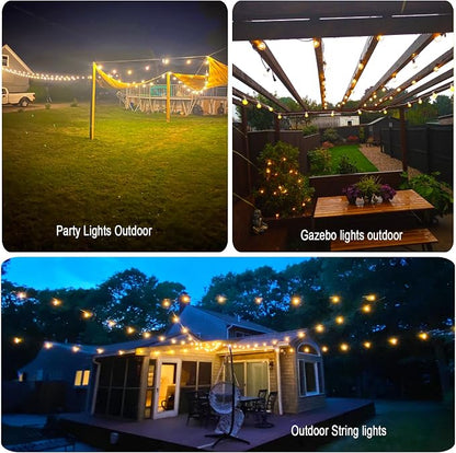 Outdoor String Lights Waterproof Patio Lights 200FT with 100+4 Shatterproof G40 LED Edison Outdoor String for Party Backyard Gazebo Pegola Cafe, 2Pack x 100ft