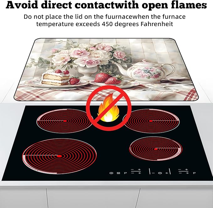 Multi-Design Stove Cover for Glass/Electric Stoves - 3-in-1 Heat-Resistant Protector Mat, Non-Slip Drying Rack 28"x20"