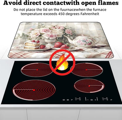 Multi-Design Stove Cover for Glass/Electric Stoves - 3-in-1 Heat-Resistant Protector Mat, Non-Slip Drying Rack 28"x20"