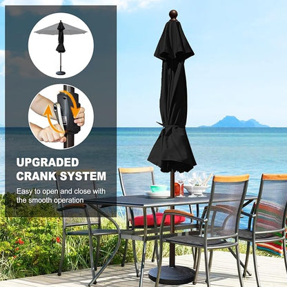 Eurmax USA 10-Year-Non-Fading 10FT Outdoor Patio Market Umbrella,UPF50+ UV Resistant Sun Shade,Heavy Duty Commercial Grade,Crank Lift Design,Windproof Vented Top for Garden,Pool,Deck,Black