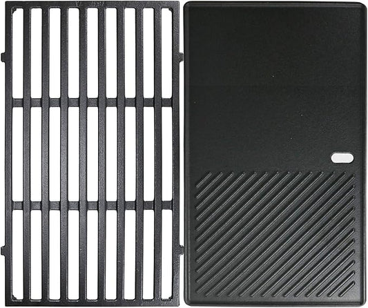 Uniflasy 7637 17.5 Inch Cast Iron Griddle Grates Replacement Part for Weber Spirit E210 E220 S210 S220 with Front Control, Reversible Griddle Plate for Weber Spirit & Spirit II 200 Series