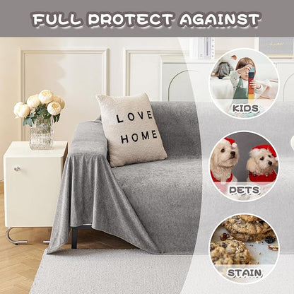MYSKY HOME Couch Cover for 3 Cushion Couch Sofa, Couch Covers for Sofa, Dog Couch Protector, L Shape Sofa Cover Sofa Slipcovers Non-Slip Sofa Cover, Washable Furniture Cover for Pet, 71"x 150", Grey