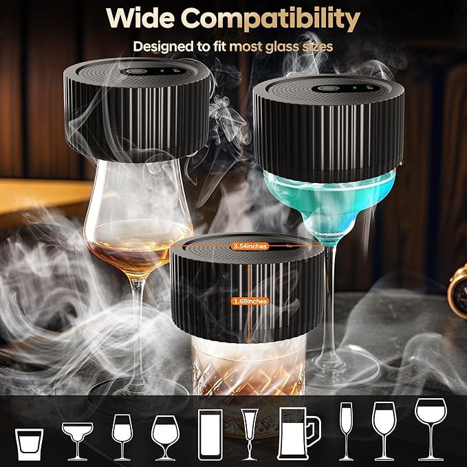 Electric Whiskey Smoker Kit, Old Fashioned Bourbon Drink Cocktail Smoking Kit with 8 Flavors Wood Chips, Anniversary Birthday Gifts Christmas for Men Father Whiskey Lovers (NO Butane Needed)