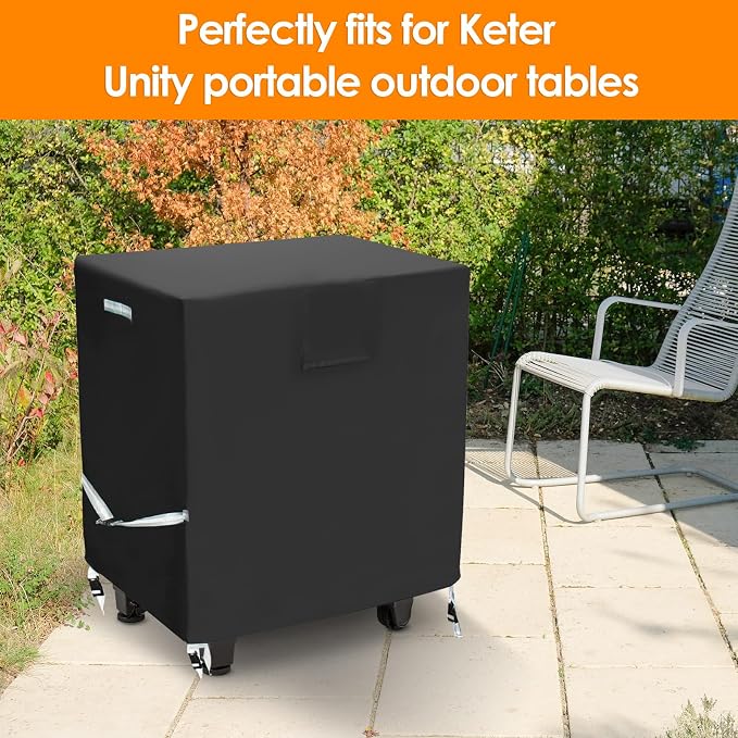 Outdoor Prep Table Cover-55" x 24" x 32" Heavy Duty Waterproof Grill Cover Compatible with Keter Unity Portable Table,Patio Kitchen Prep/Work Table,UV Resistance Grill Cart Serving Bar Cabinet Cover ﻿