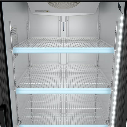KoolMore MDR-1GD-23C Commercial Glass 1 Door Display Refrigerator Merchandiser - Upright Beverage Cooler with LED Lighting - 23 Cu. Ft., Black