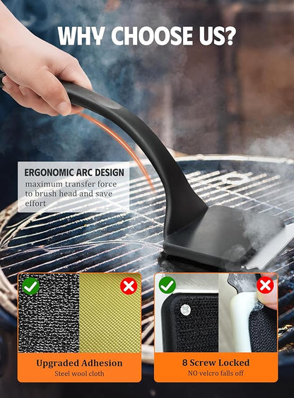 MEKER Grill Brush Bristle Replacement Pad, Ultra Safe Cleaning, Grill Cleaner Pad, Grill Brush Replacement Pad, 4 PCS