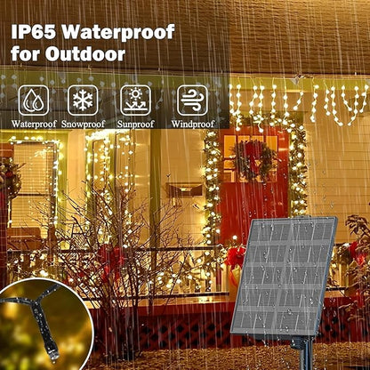 SOLARBABY Solar Christmas Lights Outdoor, 164FT 500LED Solar Sting Lights, 19 Modes Solar Fairy Light Outdoor for Xmas Tree, Garden, Porch, Christma Decoritons, Warm White