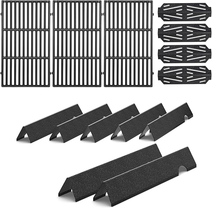 Grill Parts for Weber Genesis II/LX 400 Series (4 Burner) – 18 3/4" Grill Grates, 17 1/8" Flavorizer Bars & Heat Deflectors, Fits GS4 Genesis II E/S-410 E/S-415 E/S-435 E/S-440, Replaces 66033 66089