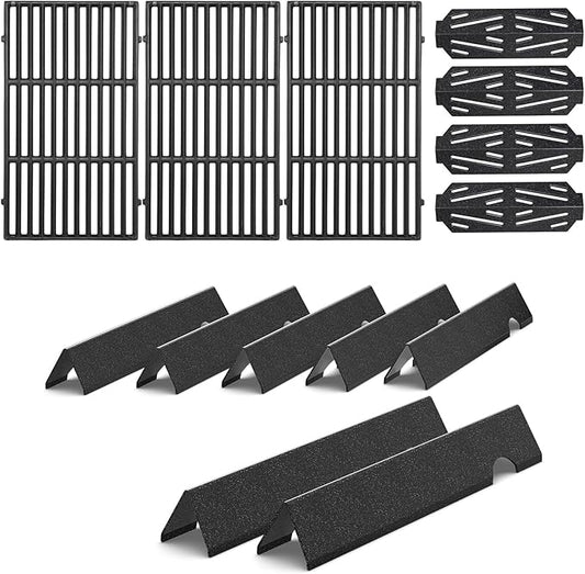 Grill Parts for Weber Genesis II/LX 400 Series (4 Burner) – 18 3/4" Grill Grates, 17 1/8" Flavorizer Bars & Heat Deflectors, Fits GS4 Genesis II E/S-410 E/S-415 E/S-435 E/S-440, Replaces 66033 66089