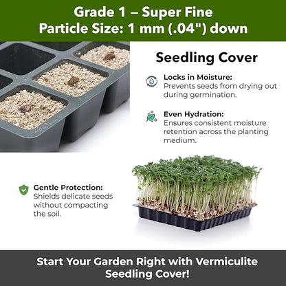Organic Superfine Vermiculite for Indoor Gardening Plants and Mushrooms – Enhances Soil Aeration, Seed Germination, Rooting Cuttings – Small Packages and Bulk (Vermiculite Grade 1-Superfine,15 quarts)