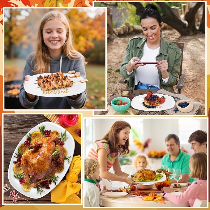 R HORSE Fall Thanksgiving Melamine Platter Gift, Reusable Serving Tray | Fall Autumn Thanksgiving Gift for Women Men Friend, Ideal for Turkey, Appetizer, Snack, Dessert, Indoor Outdoor Dinner Party