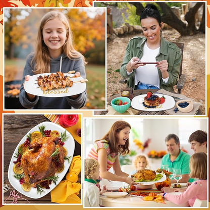 R HORSE Fall Thanksgiving Melamine Platter Gift, Reusable Serving Tray | Fall Autumn Thanksgiving Gift for Women Men Friend, Ideal for Turkey, Appetizer, Snack, Dessert, Indoor Outdoor Dinner Party