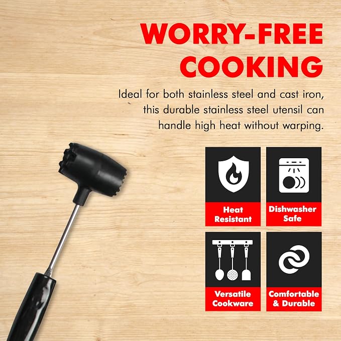 Chef Craft Select Meat Tenderizer, 9.5 inch, Stainless Steel/Black