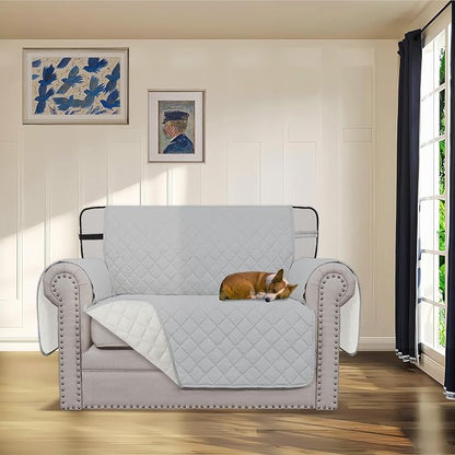 Easy-Going Reversible Couch Cover, Chair 30 in, Light Gray/Ivory | Machine Washable Slipcover For Dogs, Water Resistant Furniture Mat For Living Room, Non-Slip Sofa Cover, Pet Friendly