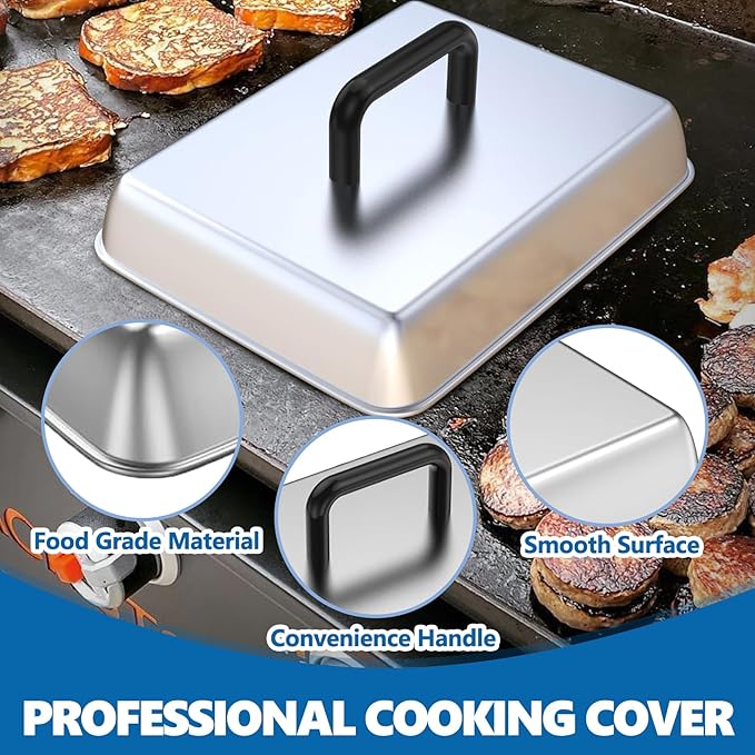 2 Set 14" Cheese Melting Basting Cover Dome for Blackstone Flat Top Griddle | Griddle Steamer Dome for Blackstone, Pitboss, Camp Chef Pizza Oven/Wok Cover, Food Metal Cover for Grill Cooking Accessories