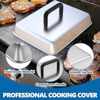 2 Set 14" Cheese Melting Basting Cover Dome for Blackstone Flat Top Griddle | Griddle Steamer Dome for Blackstone, Pitboss, Camp Chef Pizza Oven/Wok Cover, Food Metal Cover for Grill Cooking Accessories