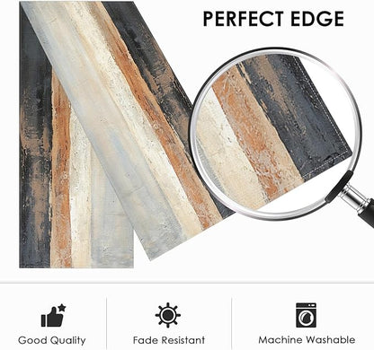 Emvency Farmhouse Rustic Table Runner, Beige and Grey Abstract Oil Painting for Kitchen Coffee Table Family Dinners Holiday Parties Wedding Events Decor(13x72 inch)