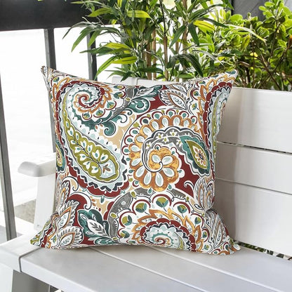 LVTXIII Outdoor Pillow Covers 20x20 Inch, 2 Pack Large Square Throw Pillow Cases, Fade-Resistant Cushion Covers for Patio Furniture Sofa, Garden Porch, Vibrant Paisley