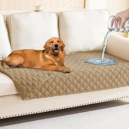 Smiry Waterproof Reversible Pet Couch Covers for Dogs | Pet Friendly, Soft Fabric, Washable Sofa Furniture Protector for Dogs Cat Kids, Checkered (30"x70", Camel/Camel)