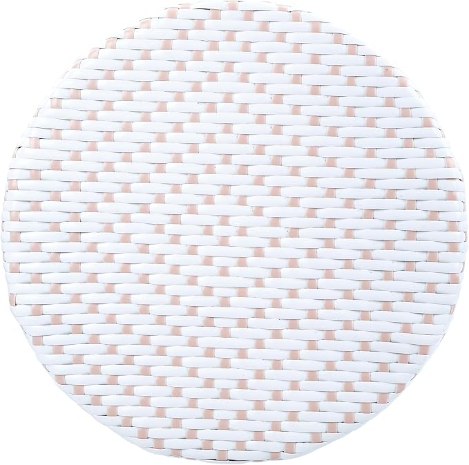 Seadrift Boho 30-inch Aluminum and All-Weather Wicker Barstools with Footrest, Patio Stools & Bar Chairs for Outdoor, Kitchen Counter, Poolside, Yard, Set of 2, White and Pink