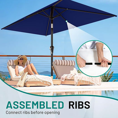 AreShark 6.5' x 10' Rectangular Patio Umbrellas for Outdoor, Outdoor Table Umbrella, Large Outdoor Patio Umbrellas with 6 Sturdy Ribs for Pool, Garden, Deck & Market (Navy)