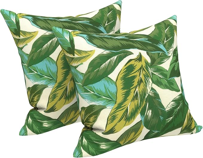 LVTXIII 2 Pack Outdoor Pillow Covers ONLY 18x18 Inch, Water-Repellent Square Decorative Cushion Covers for Patio Furniture, Garden, Sofa, Lush Leaf Jungle