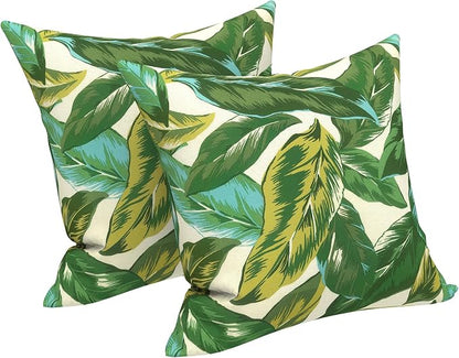 LVTXIII 2 Pack Outdoor Pillow Covers ONLY 18x18 Inch, Water-Repellent Square Decorative Cushion Covers for Patio Furniture, Garden, Sofa, Lush Leaf Jungle