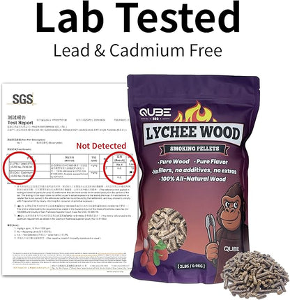 Taiwanese Lychee Wood Smoking Pellets | Light Floral Fruitwood Smoke | Use Less, Taste More | 100% Natural Hardwood for All Grills & Smokers | 2 lb Bag