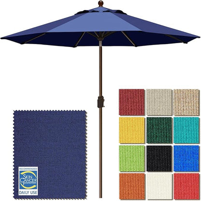 EliteShade USA 10-Year-Non-Fading 9Ft Market Patio Umbrella, UPF 50+ UV Protection Performance Sun Umbrella, Heavy Duty Commercial Grade Outdoor Table Umbrella with Crank & Tilt, Windproof Vented Top for Garden, Pool, Deck and Outdoor Playsets, Navy Blue