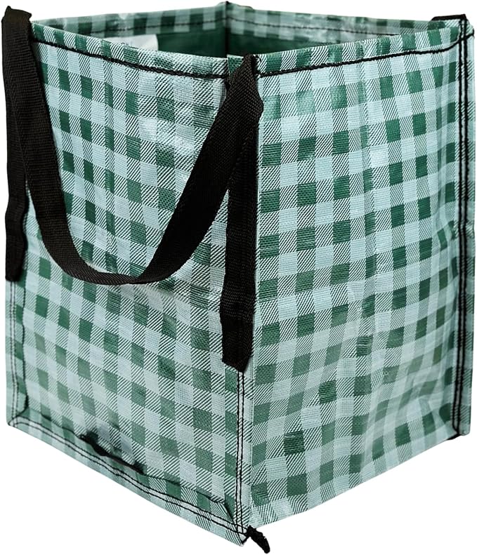 DURASACK Heavy Duty Storage Tote Bag 22-Gallon, Gingham Green | Rugged Woven Polypropylene Moving Bag, Reusable Self-Standing Design, Holds up to 500 Pounds