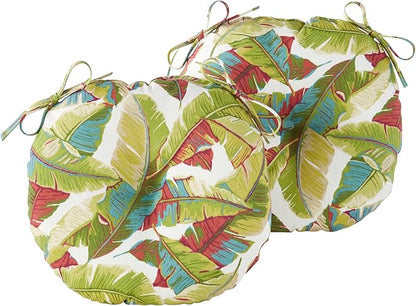Greendale Home Fashions 15-inch Outdoor Round Bistro Seat Cushion, Set of 2, Tropical Multi 2 Count